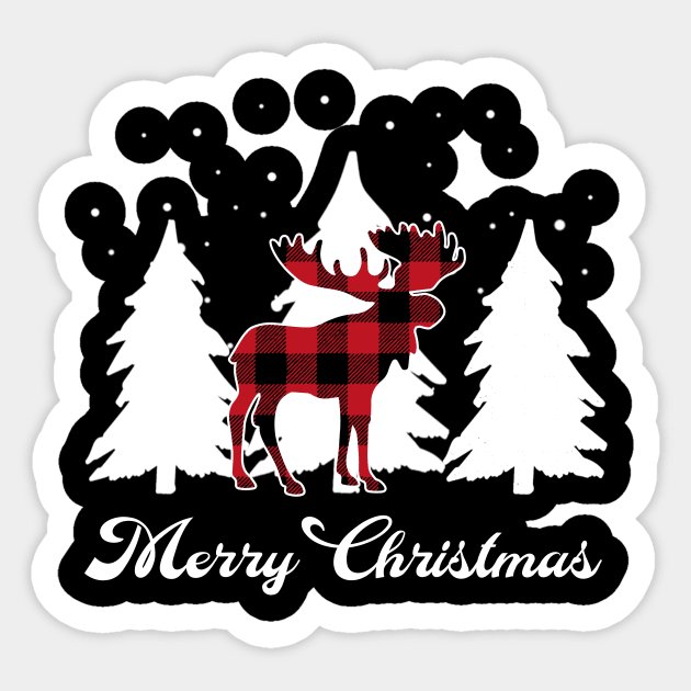 Moose Red Buffalo Plaid Christmas Matching Family Xmas Sticker by Sincu